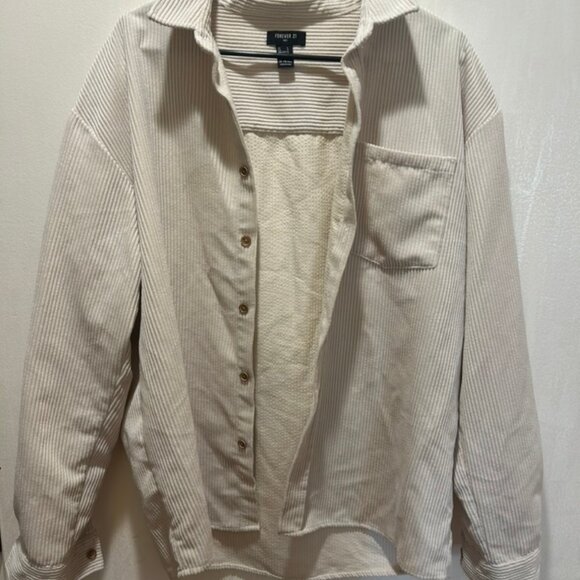 Forever21 Large White Corduroy Shirt Jacket - Picture 1 of 3